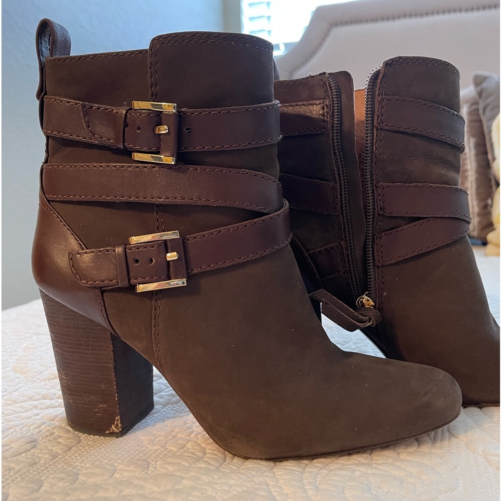 Louise et Cie Brown Booties Gold Buckle with Box